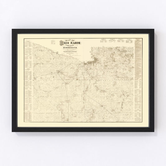 vintage map of Blue Earth County, Minnesota, 1879