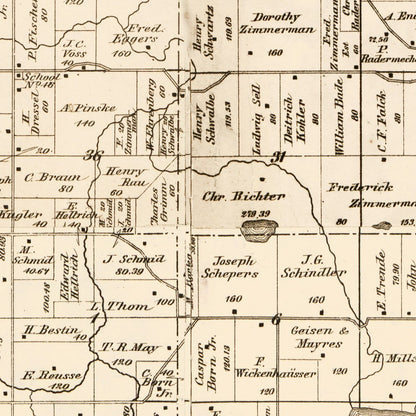 Vintage Map of Carver County, Minnesota, 1880