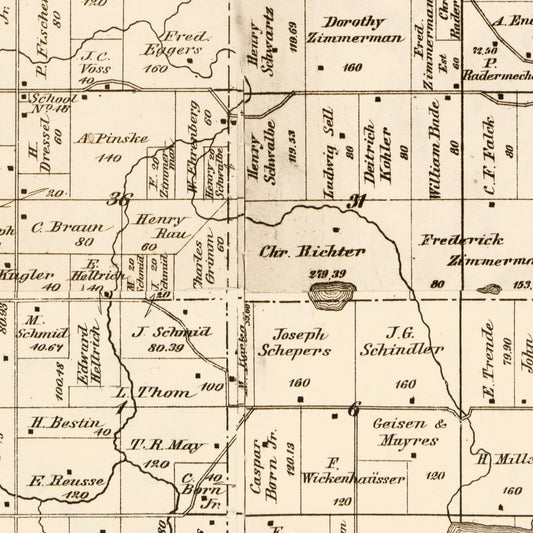 Vintage Map of Carver County, Minnesota, 1880