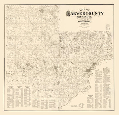 Vintage Map of Carver County, Minnesota, 1880
