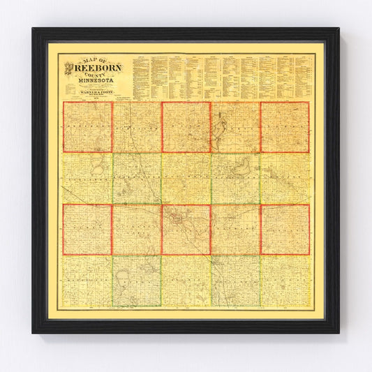 vintage map of Freeborn County, Minnesota, 1878
