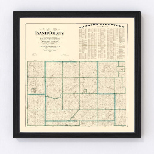 Vintage map of Isanti County, Minnesota, 1898