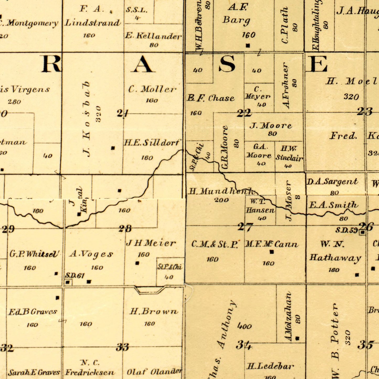 Vintage Map of Martin County, Minnesota, 1887
