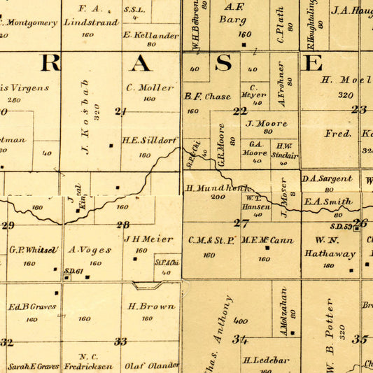 Vintage Map of Martin County, Minnesota, 1887