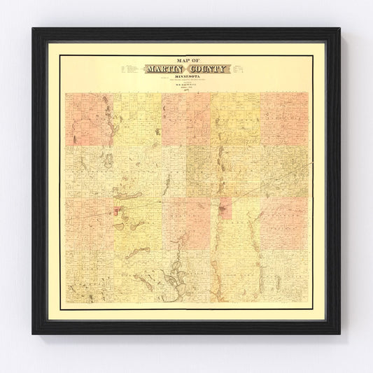 Vintage map of Martin County, Minnesota, 1887