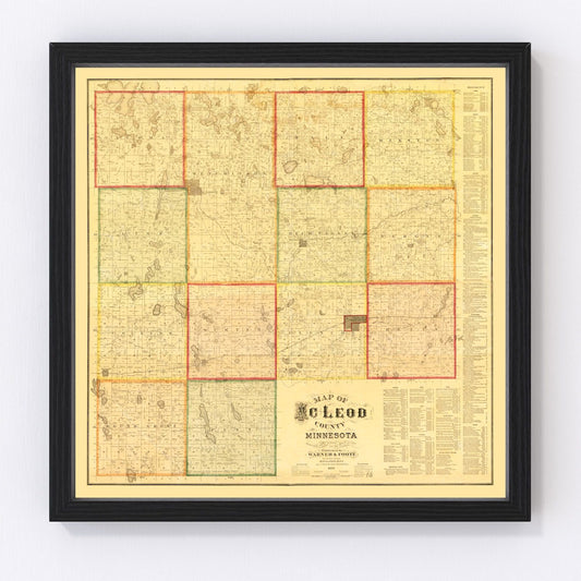 Vintage map of McLeod County, Minnesota, 1880