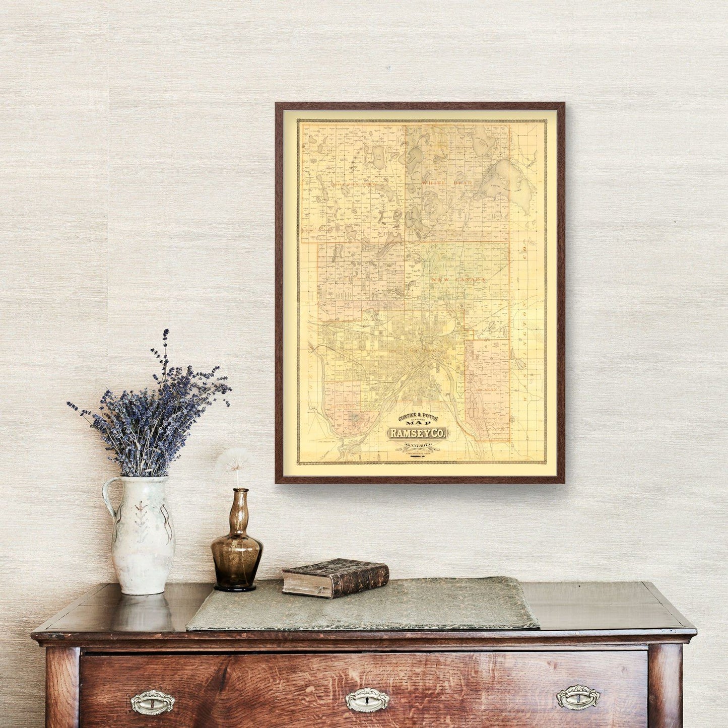 Vintage Map of Ramsey County, Minnesota, 1885