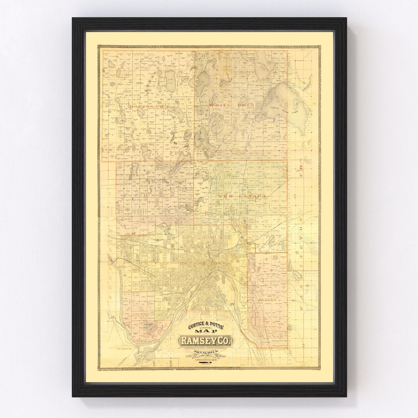 Vintage map of Ramsey County, Minnesota, 1885
