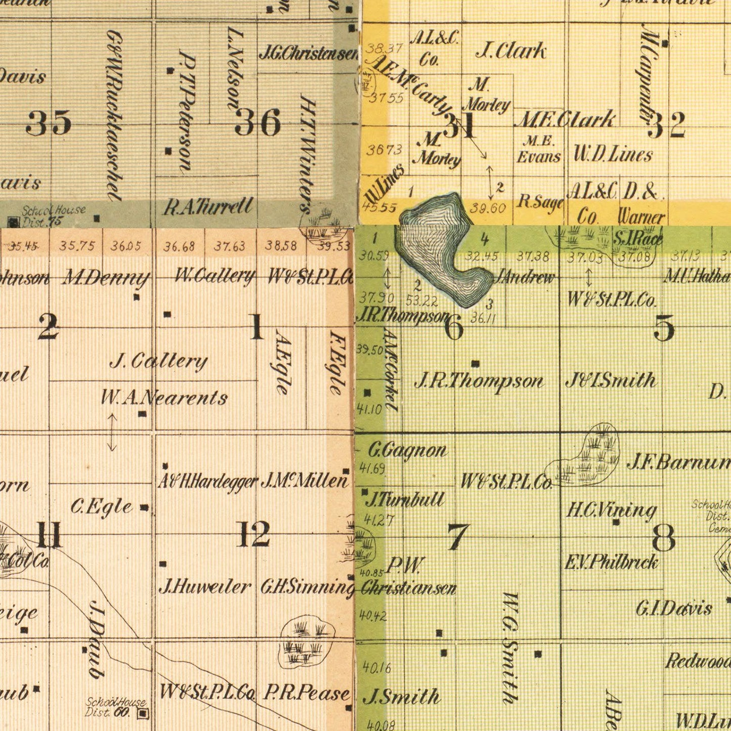 Vintage Map of Redwood County, Minnesota, 1898