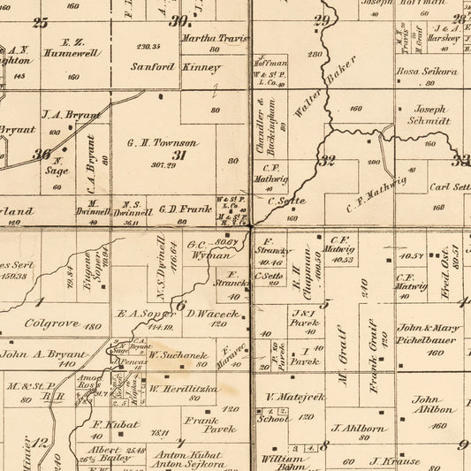 Vintage Map of Steele County, Minnesota, 1879