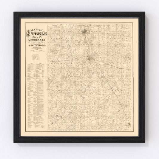 Vintage map of Steele County, Minnesota, 1879
