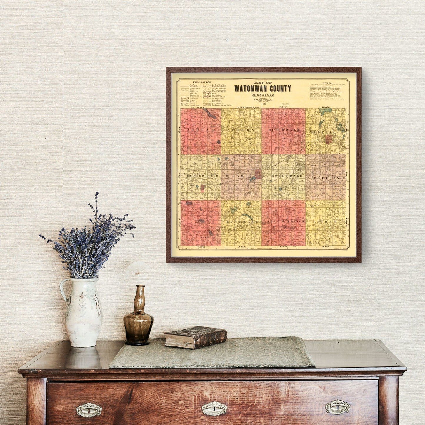 Vintage Map of Watonwan County, Minnesota, 1898 (I)
