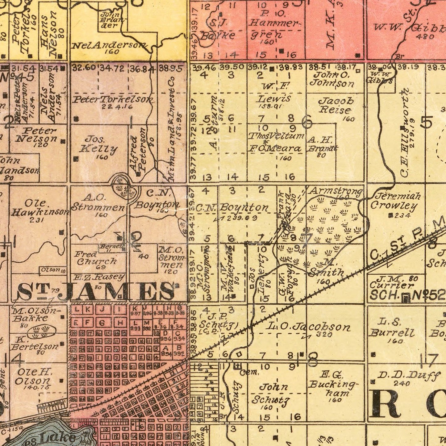 Vintage Map of Watonwan County, Minnesota, 1898 (I)