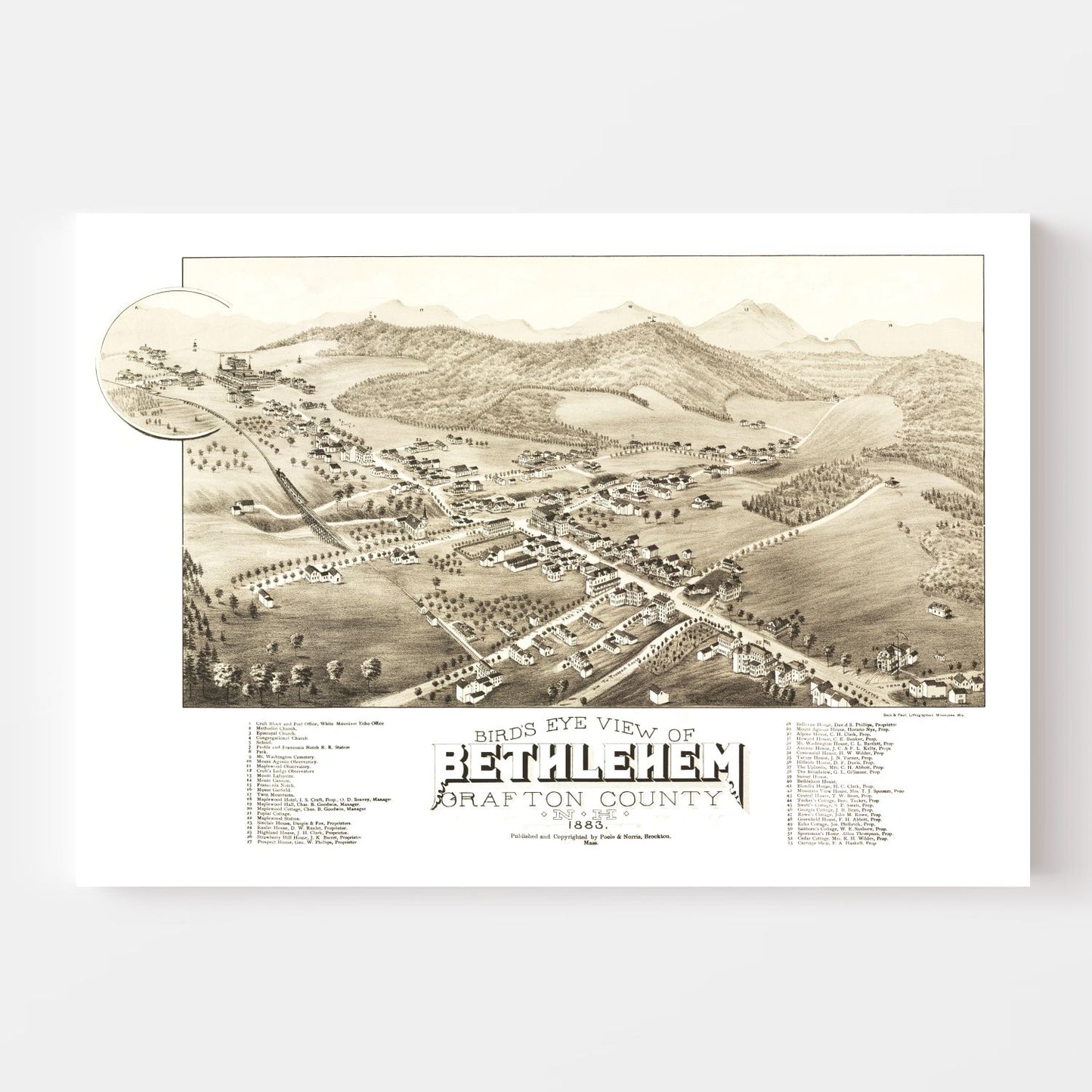 Vintage Map of Bethlehem, New Hampshire, 1883