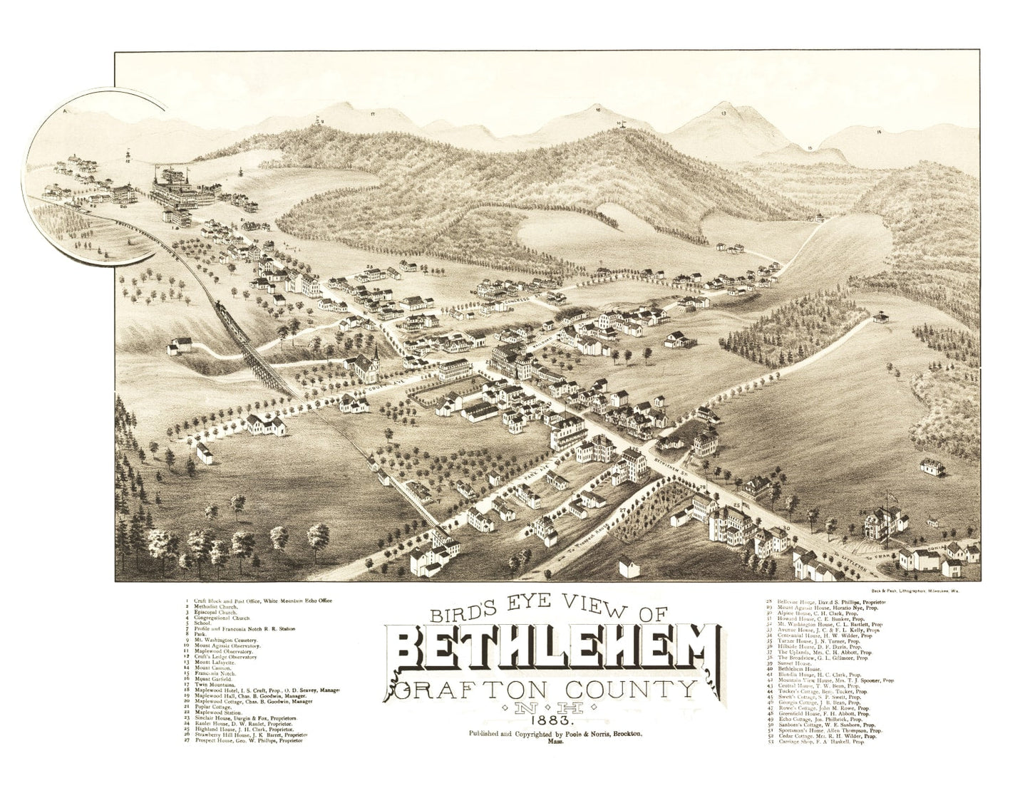 Vintage Map of Bethlehem, New Hampshire, 1883