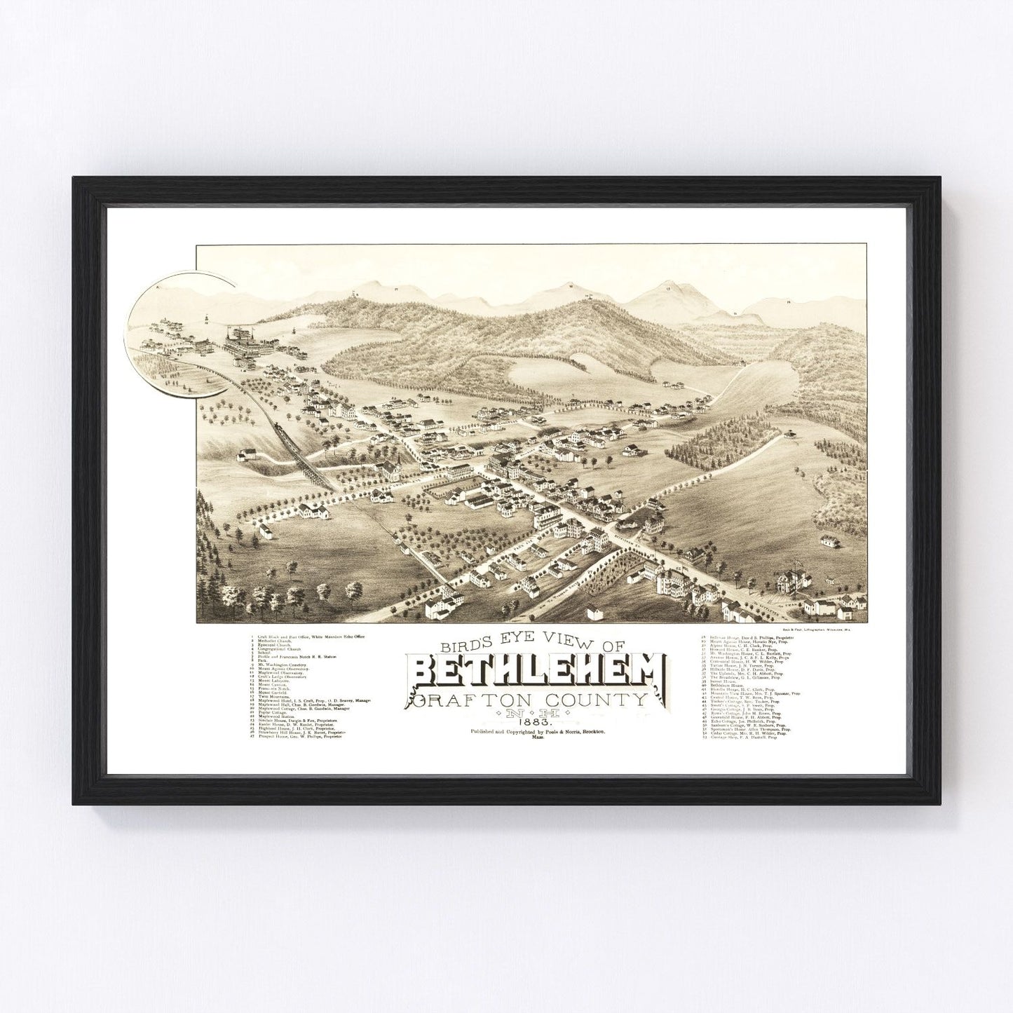 Vintage map of Bethlehem, New Hampshire, 1883