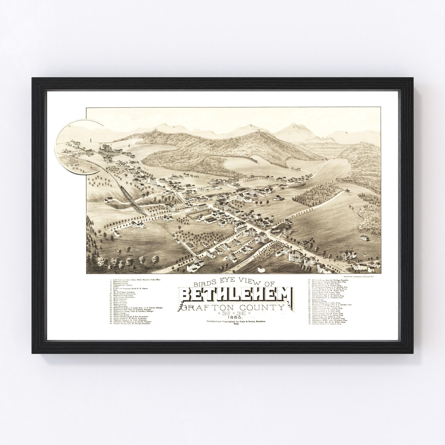 Vintage map of Bethlehem, New Hampshire, 1883