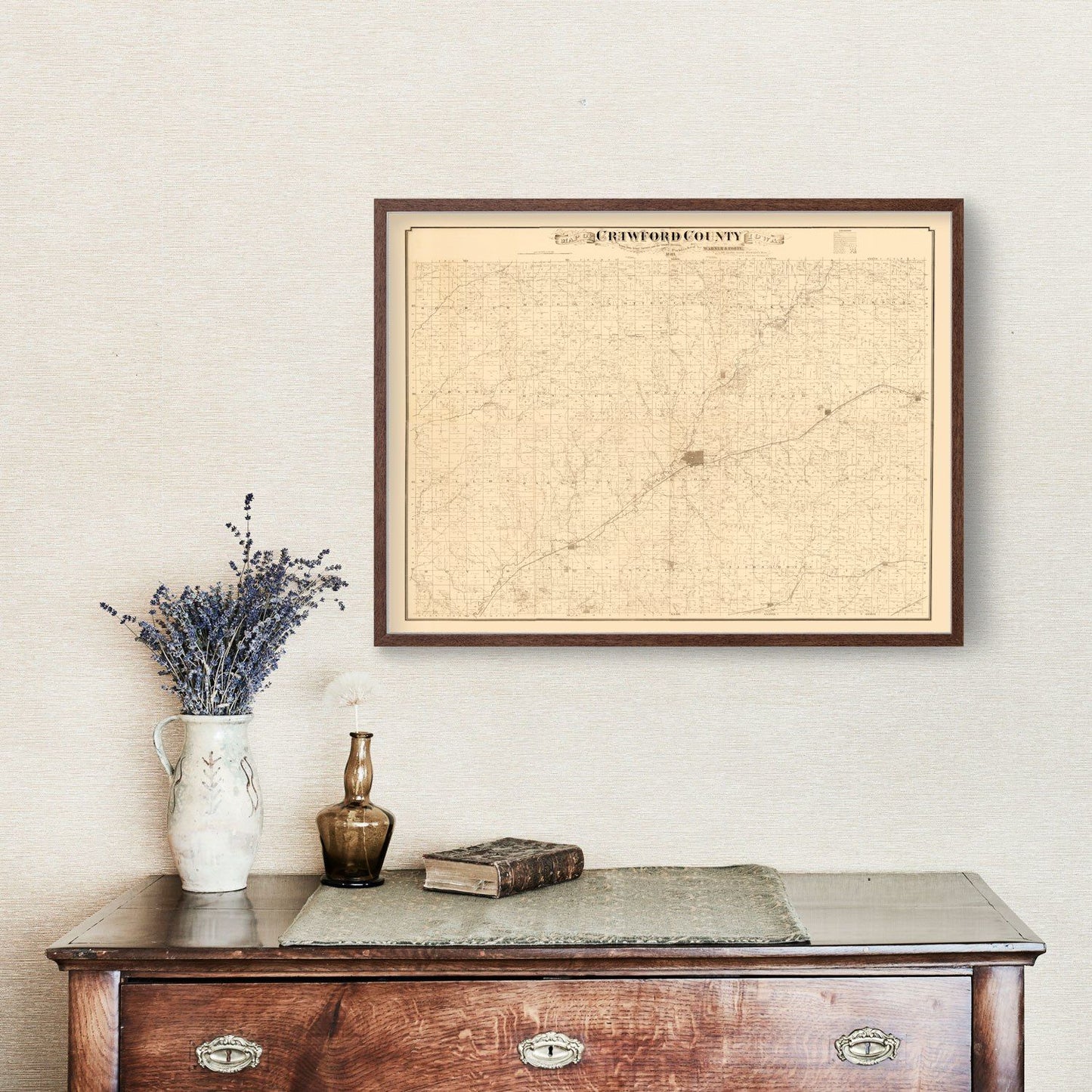 Vintage Map of Crawford County, Iowa, 1883