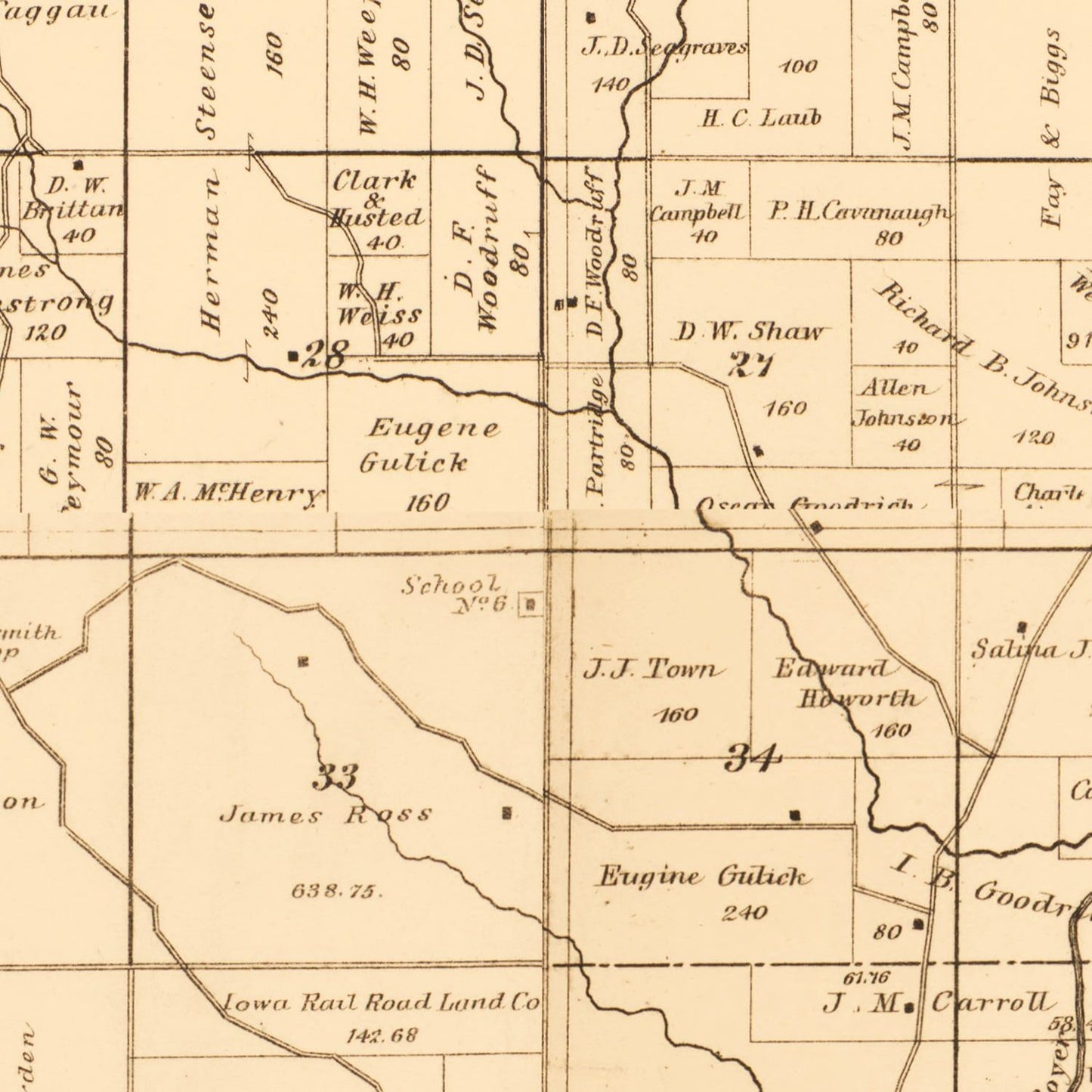 Vintage Map of Crawford County, Iowa, 1883
