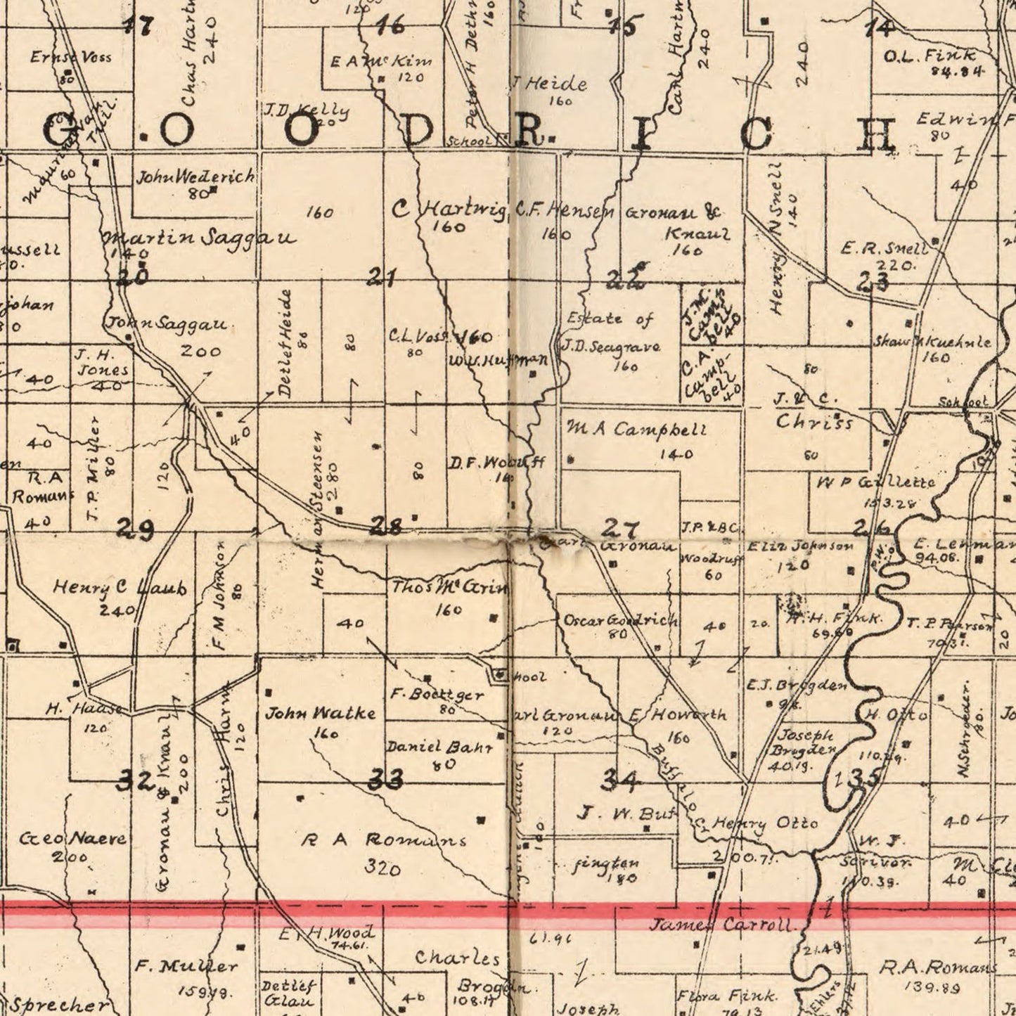 Vintage Map of Crawford County, Iowa 1898