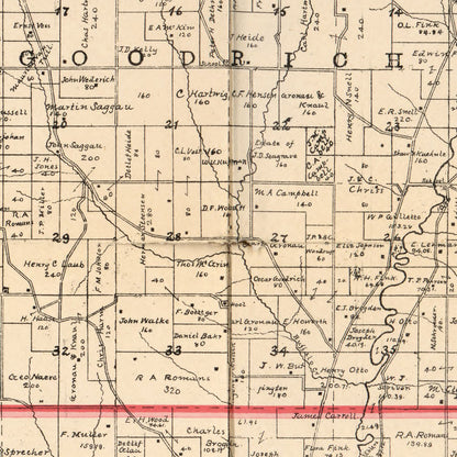 Vintage Map of Crawford County, Iowa 1898