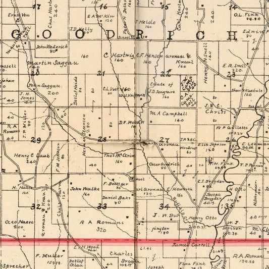 Vintage Map of Crawford County, Iowa 1898