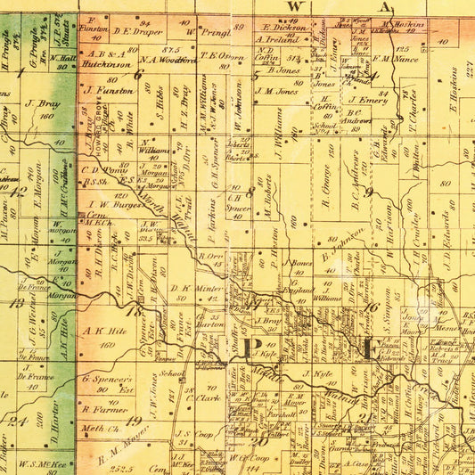 Vintage Map of Jefferson County, Iowa, 1871