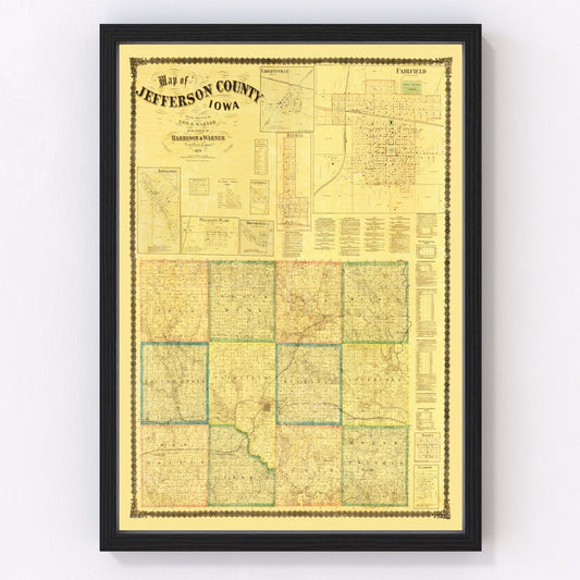 Vintage map of Jefferson County, Iowa, 1871
