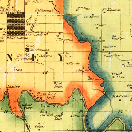 Vintage Map of Keokuk County, Iowa, 1861