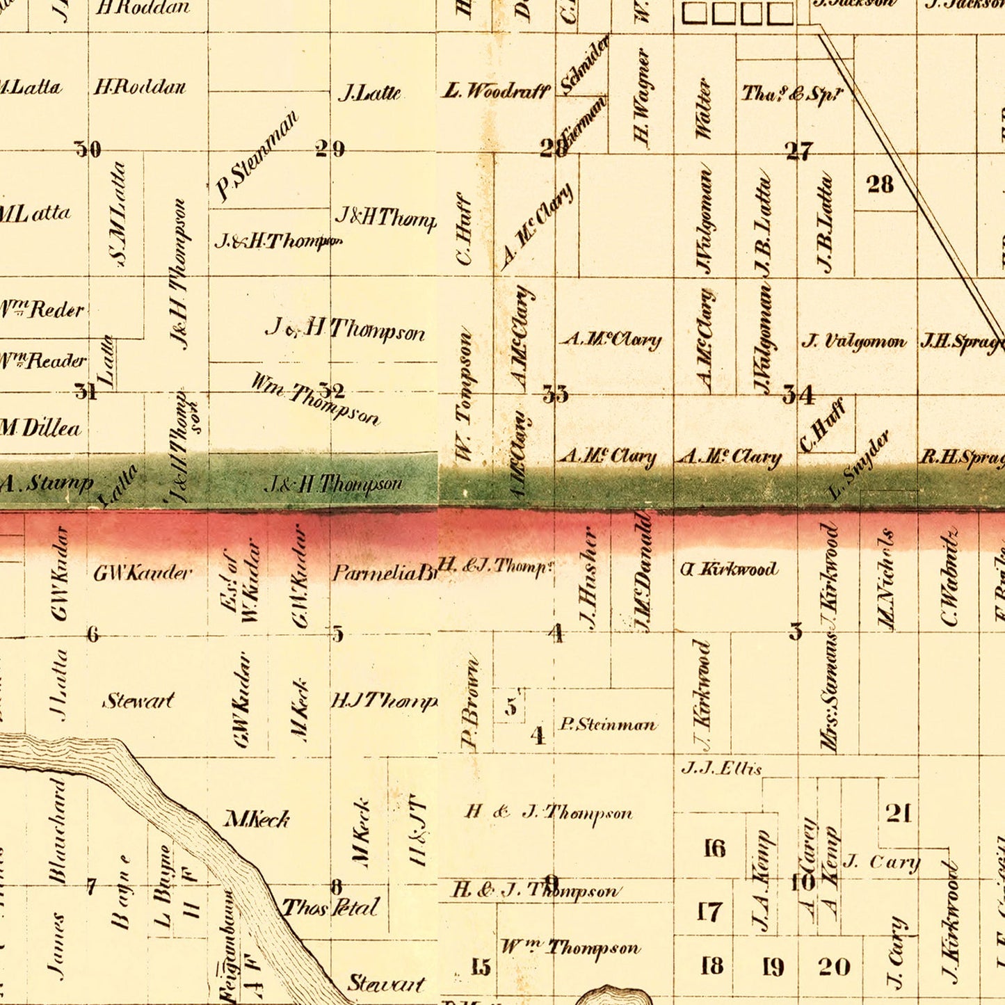 Vintage Map of Louisa County, Iowa, 1858