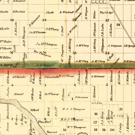Vintage Map of Louisa County, Iowa, 1858