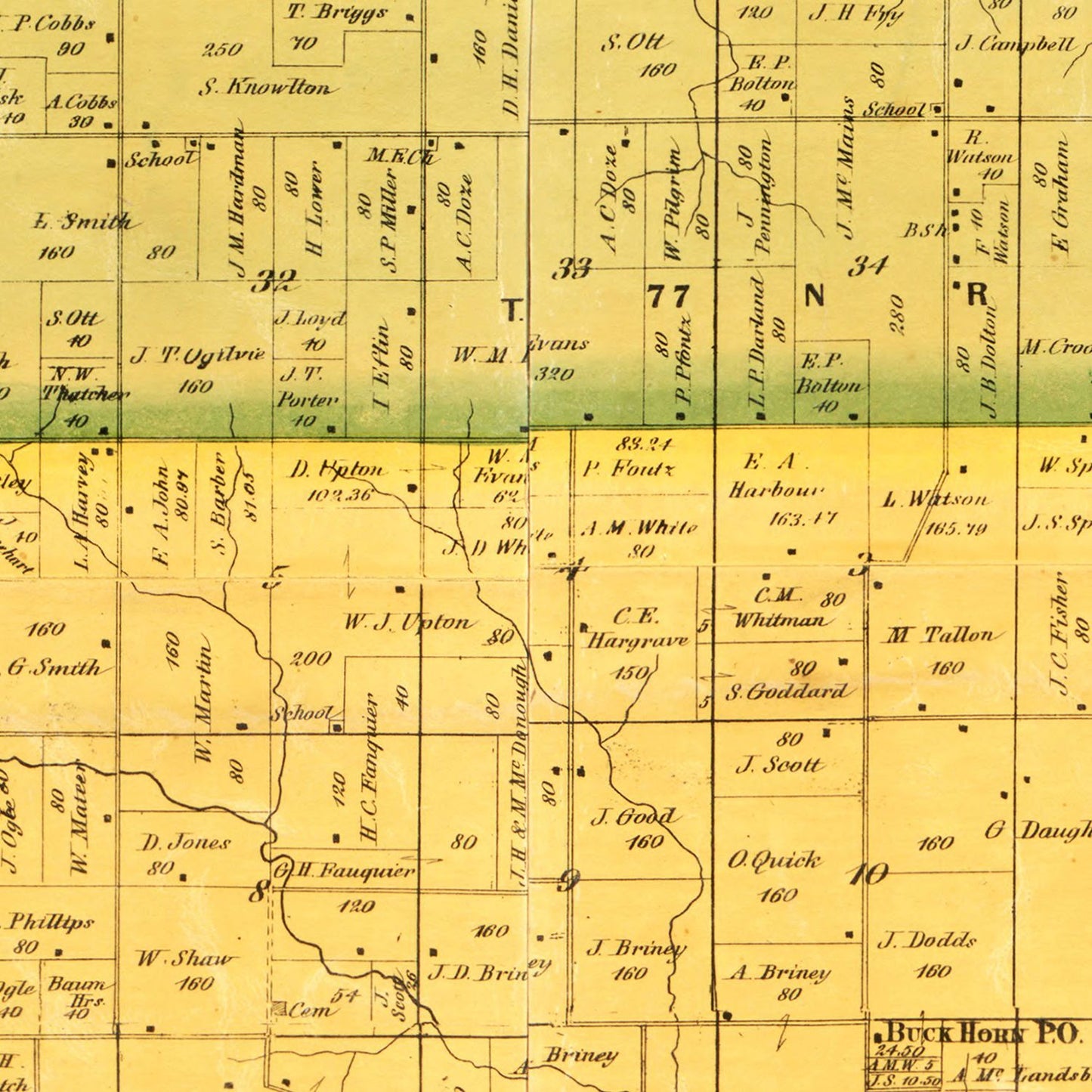 Vintage Map of Mahaska County, Iowa, 1871