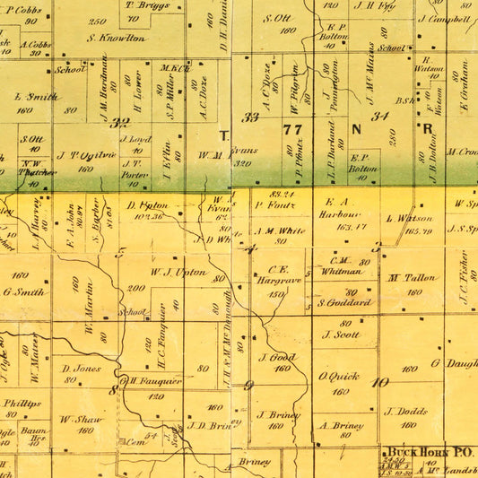 Vintage Map of Mahaska County, Iowa, 1871