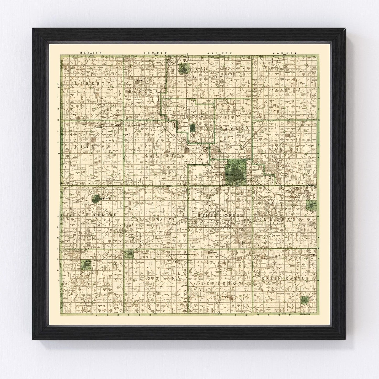 Vintage map of Marshall County, Iowa, 1896