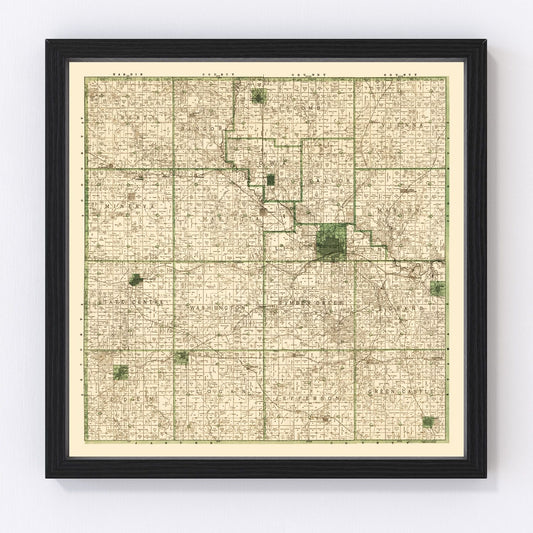 Vintage map of Marshall County, Iowa, 1896