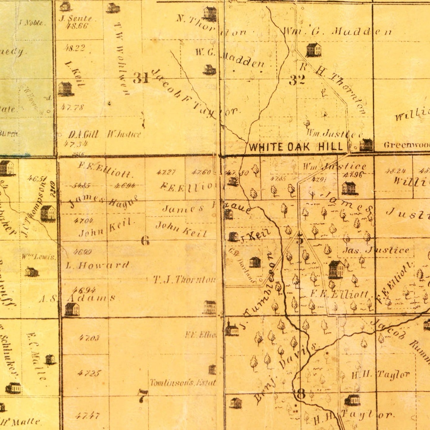 Vintage Map of Polk County, Iowa, 1872