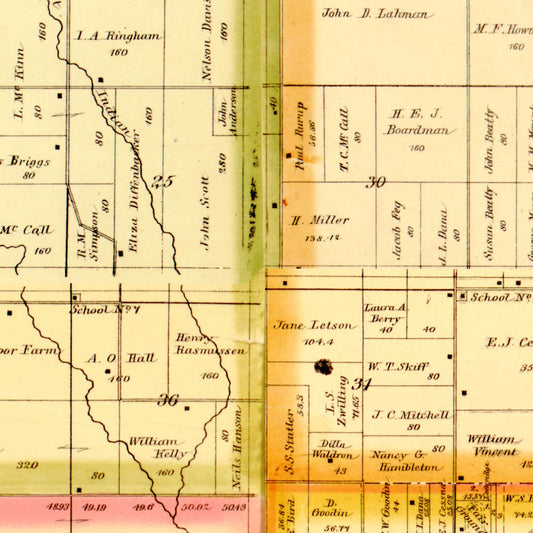 Vintage Map of Story County, Iowa, 1883