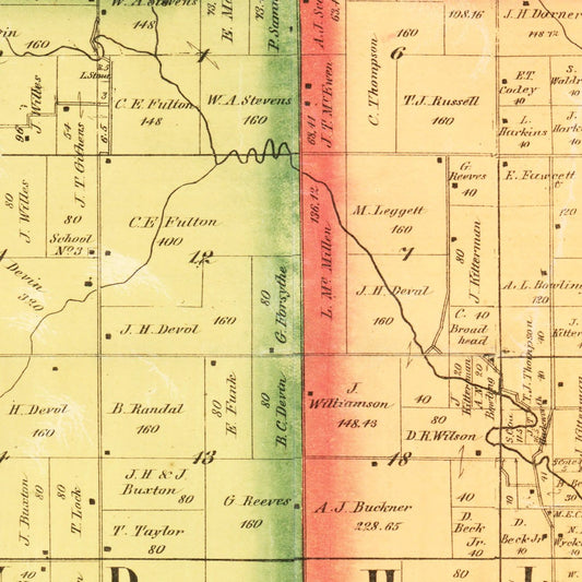 Vintage Map of Wapello County, Iowa, 1870