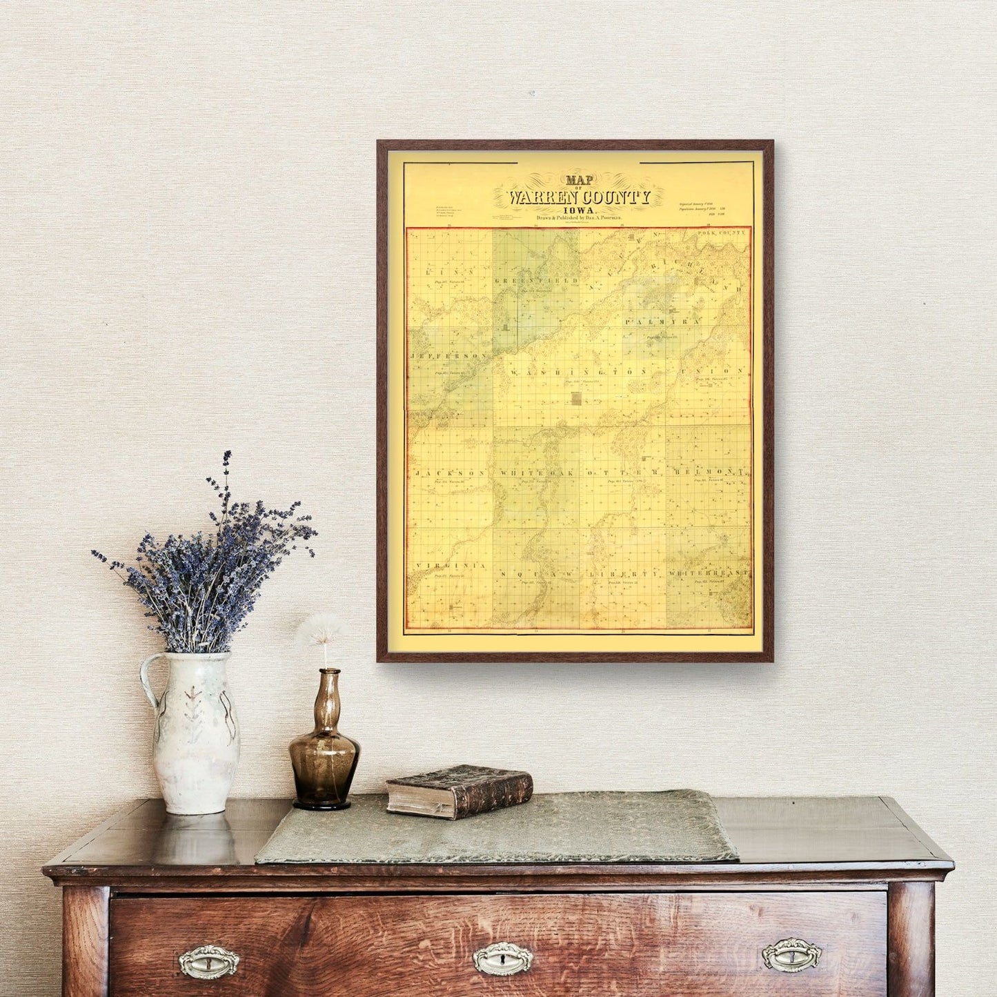 Vintage Map of Warren County, Iowa, 1859