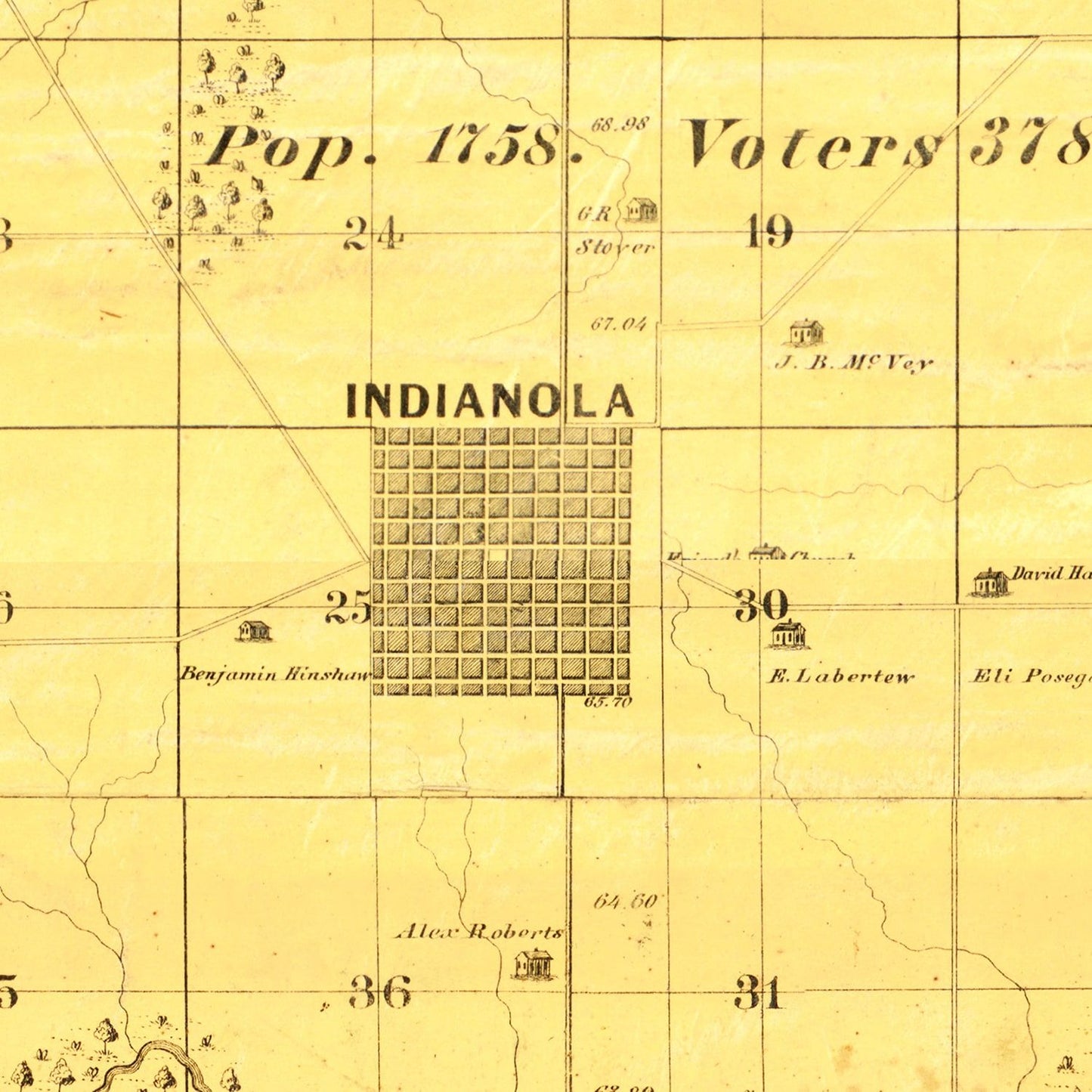 Vintage Map of Warren County, Iowa, 1859