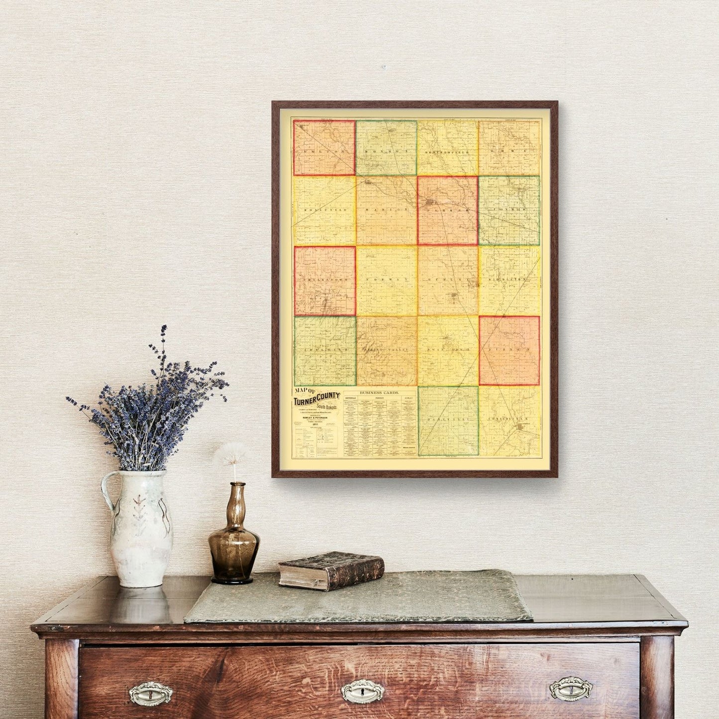 Vintage Map of Turner County, South Dakota, 1893