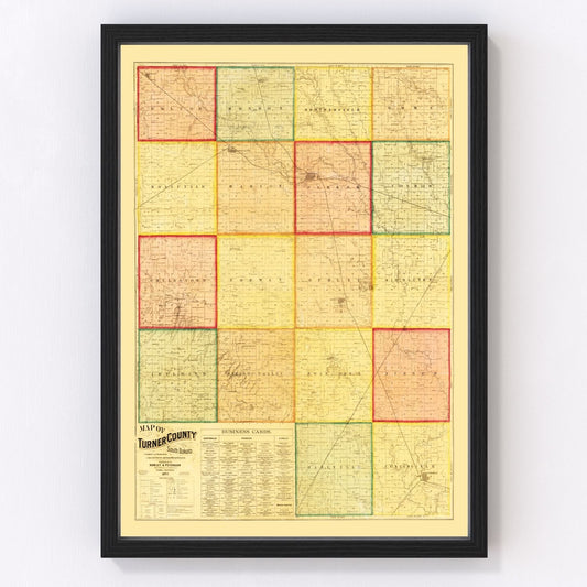 vintage map of Turner County, South Dakota, 1893