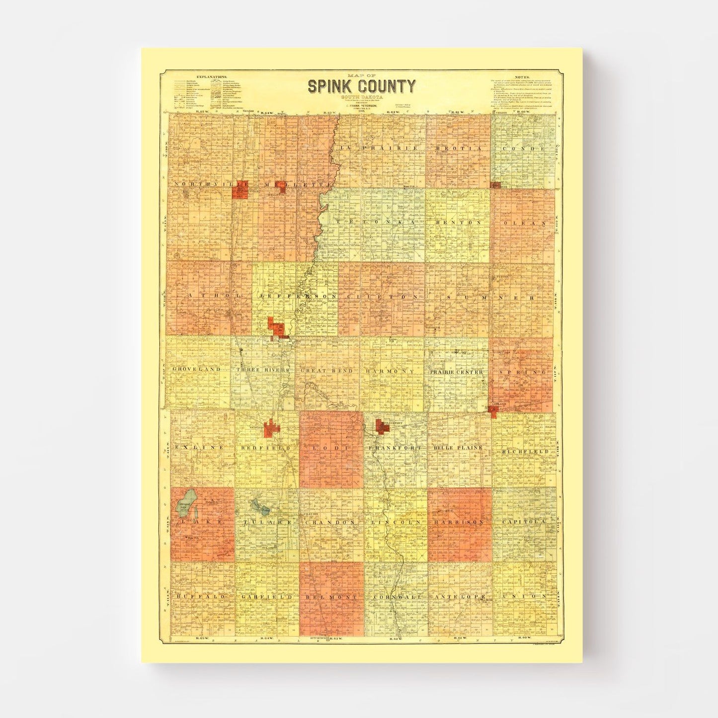 Vintage Map of Spink County, South Dakota, 1899