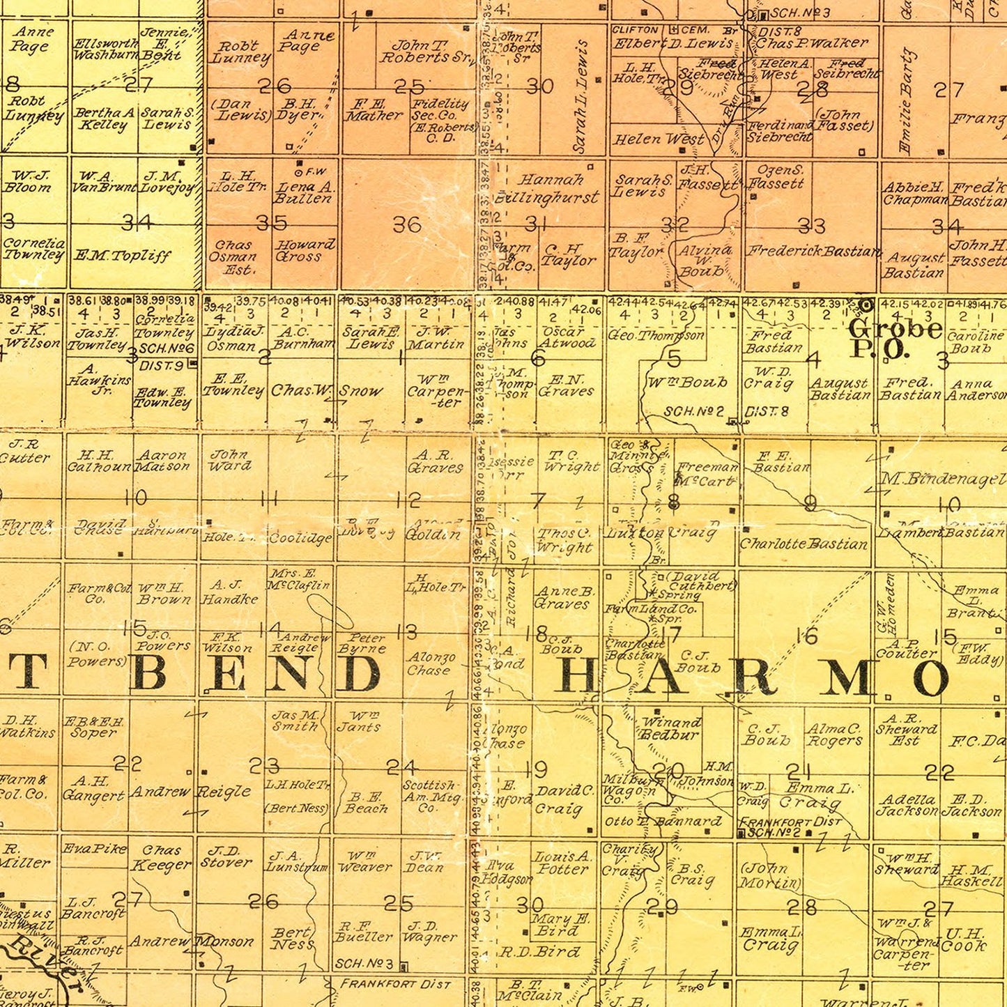 Vintage Map of Spink County, South Dakota, 1899