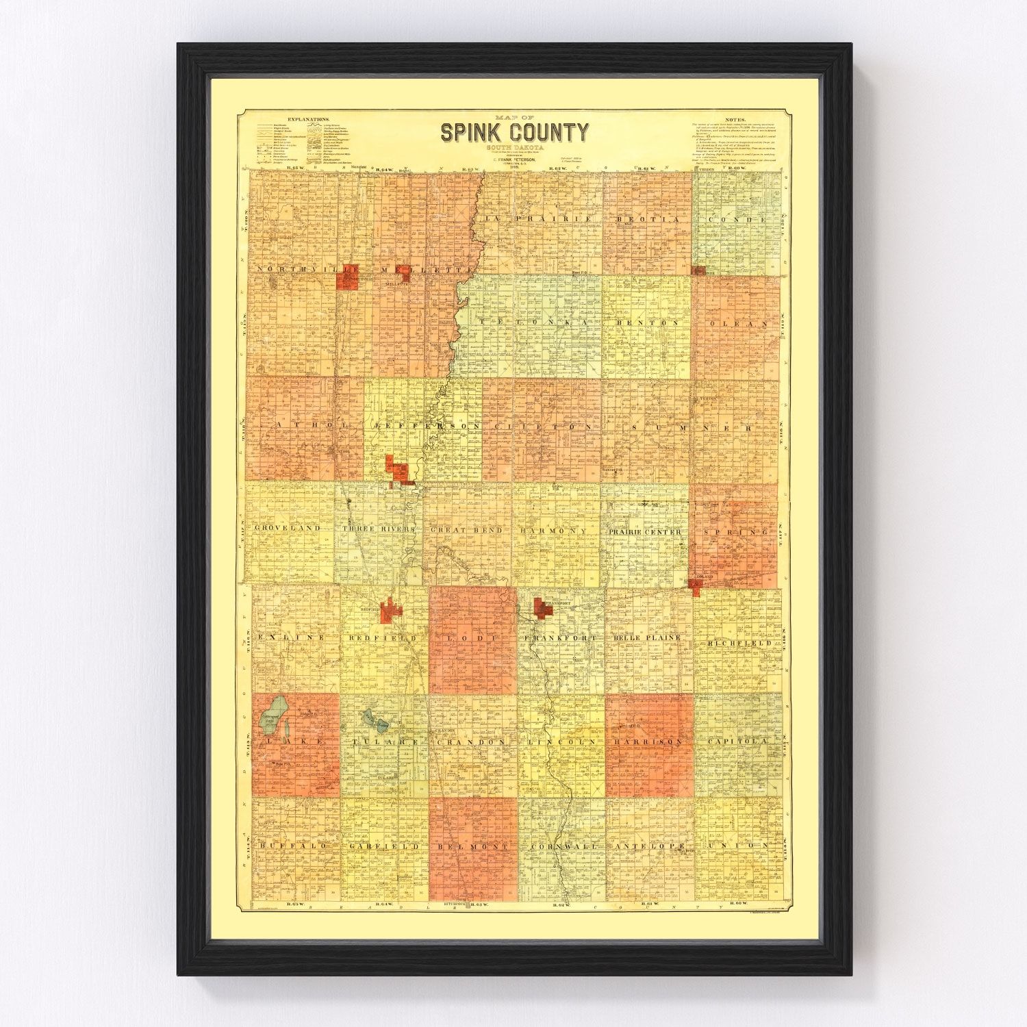 vintage map of Spink County, South Dakota, 1899