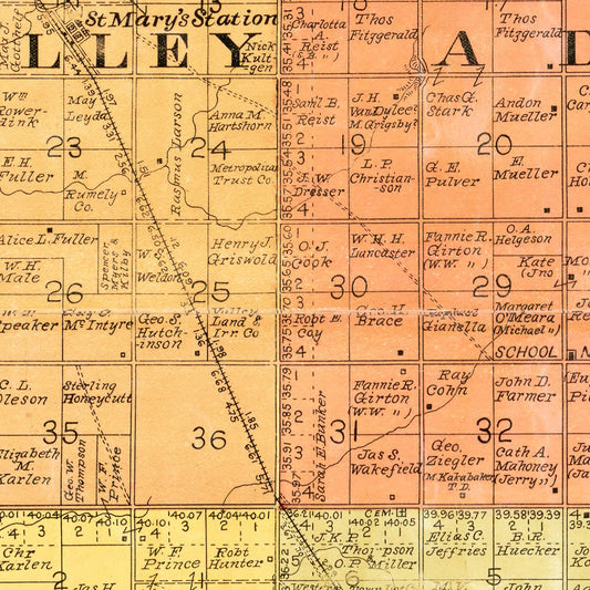 Vintage Map of Miner County, South Dakota, 1898