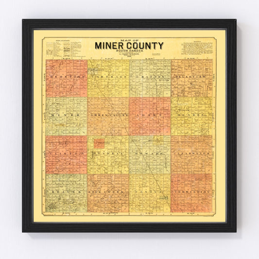 vintage map of Miner County, South Dakota, 1898