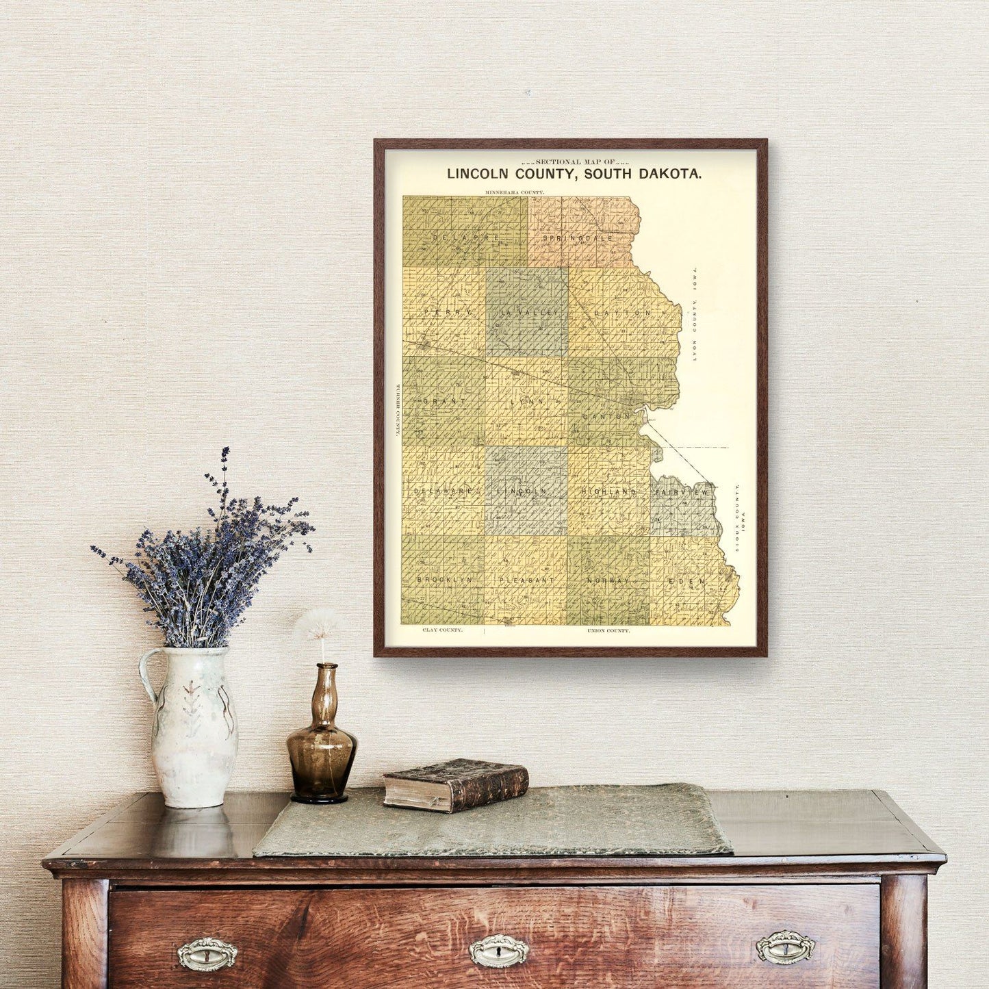 Vintage Map of Lincoln County, South Dakota, 1900