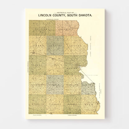 Vintage Map of Lincoln County, South Dakota, 1900