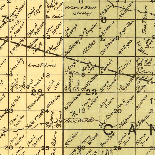 Vintage Map of Lincoln County, South Dakota, 1900